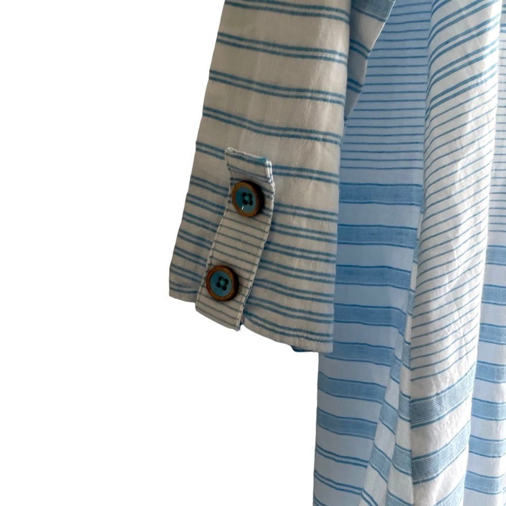 HABITAT Clothes to Live In Cotton Striped Oversized Blouse Blue White M - Picture 4 of 6